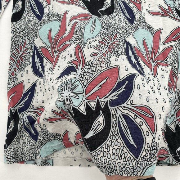 Stateside Size XS Knit Floral Print Blue Pink Long Sleeve Top Pima Cotton FLAWS* - Picture 8 of 13